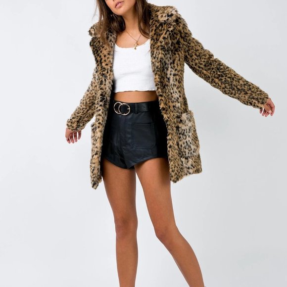Princess Polly Jackets & Blazers - PRINCESS POLLY WINONA FAUX FUR LEOPARD COAT - SIZE 0